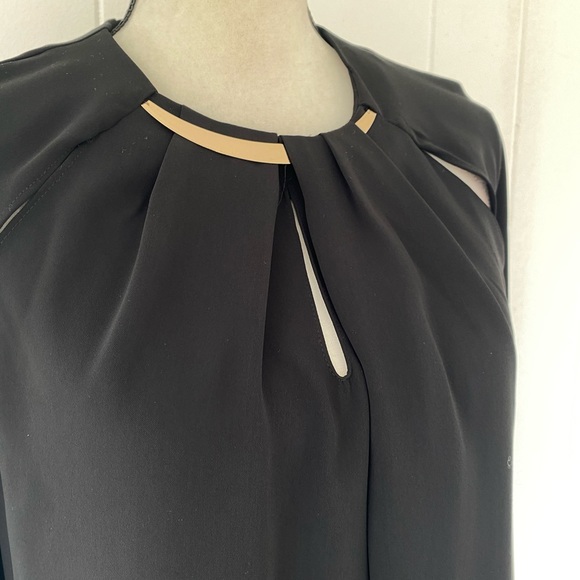 Rachel Roy crew neck longsleeve blouse black sz M - Picture 3 of 3